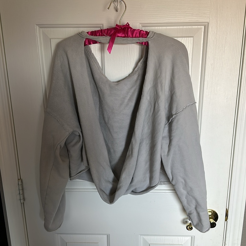 Free People Open Back Distressed Sweatshirt - Picture 4 of 8
